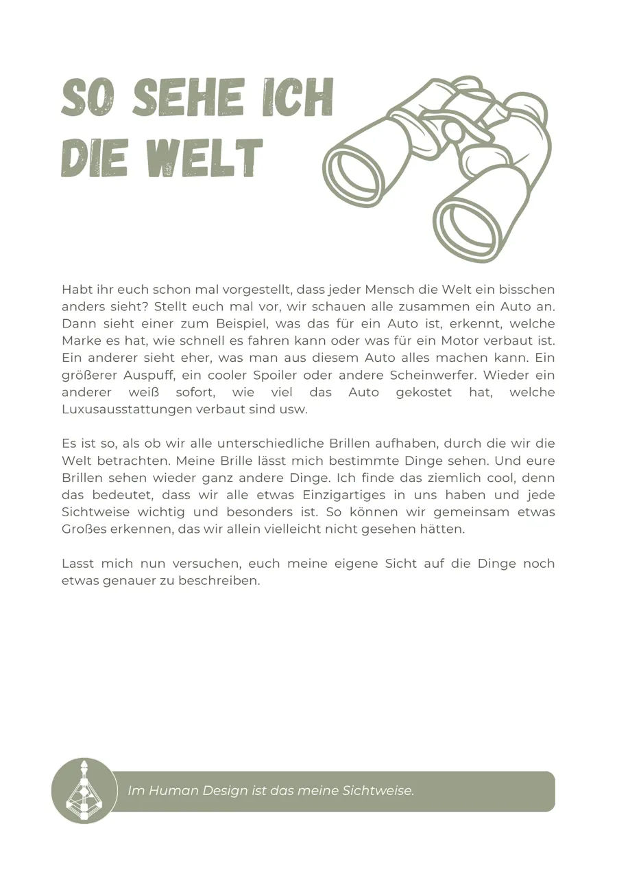 Seite über die Sichtweise des Kindes